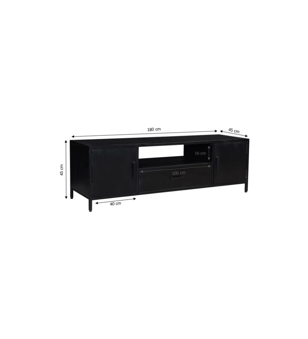 Stolik pod TV KALA 180 cm drewno mango czarna