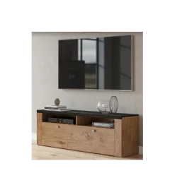 Stolik pod TV LARONA 140 cm o wybarwieniu dąb lefkas z kolorem touchwood