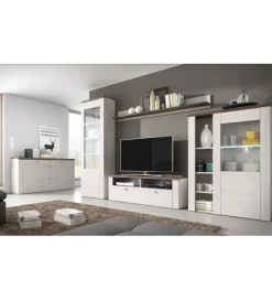 Stolik pod TV LARONA 140 cm o wybarwieniu Sonoma Trufel z kolorem Sibiu Larche