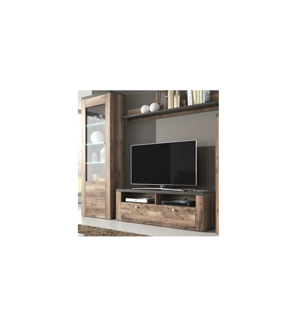 Stolik pod TV LARONA 140 Cm O Wybarwieniu Satin Nussbaum z kolorem Touchwood