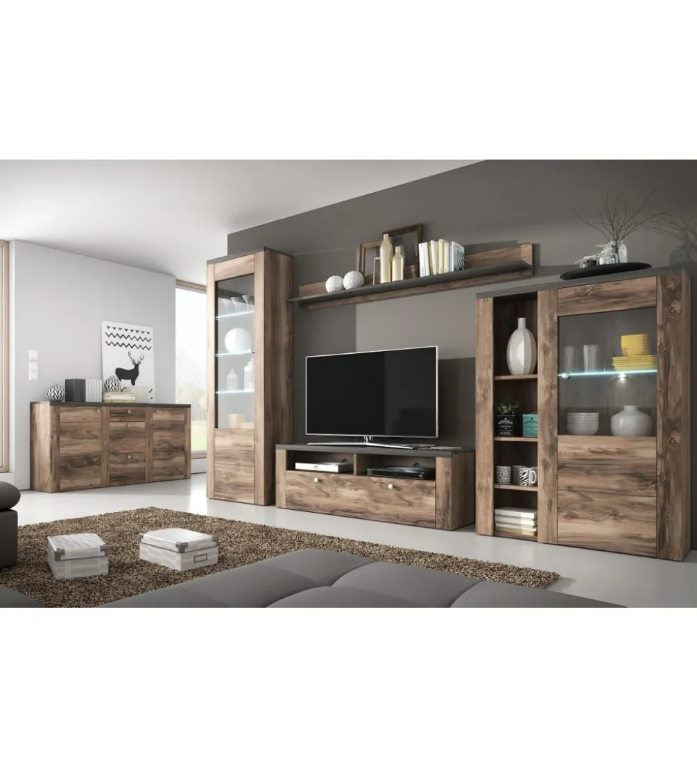 Stolik pod TV LARONA 140 Cm O Wybarwieniu Satin Nussbaum z kolorem Touchwood