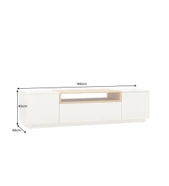 Stolik pod TV LOFT 160 cm biało naturalna