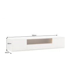 Stolik pod TV LOFT wiszący 150 cm biało naturalny