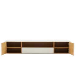 Stolik pod TV LOFT wiszący 150 cm biało naturalny