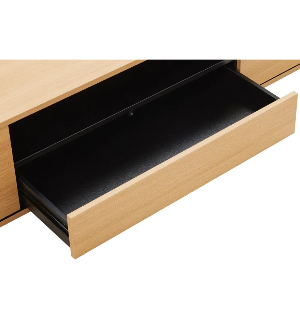 Stolik pod TV LOFT wiszący 150 cm naturalno czarna