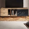 Stolik pod TV MELIOR III150 cm w kolorze dąb z dodatkiem optyki marmuru