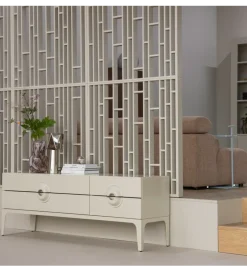 Stolik pod TV MERGE 160 cm drewno eukaliptusa szary