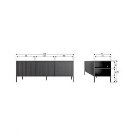 Stolik pod TV NEW GRAVURE 150 cm drewno sosny czarny