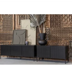 Stolik pod TV NEW GRAVURE 100 cm drewno sosny czarny