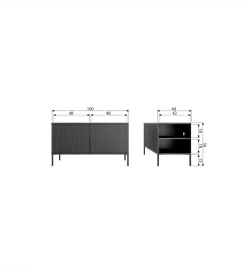 Stolik pod TV NEW GRAVURE 100 cm drewno sosny czarny