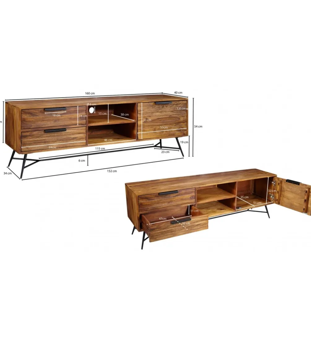 Stolik pod Tv NISHAN 160 cm drewno sheesham