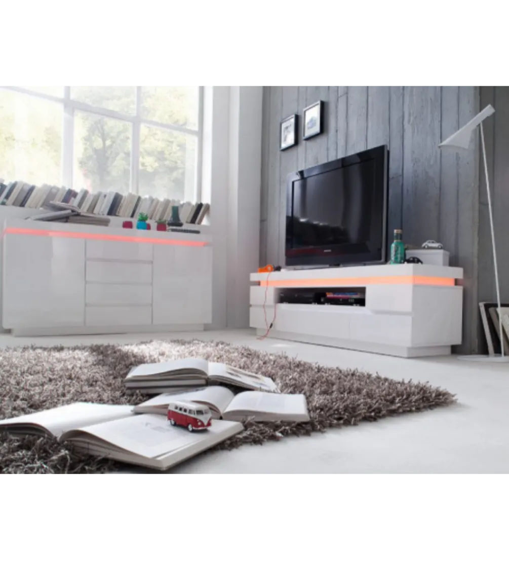 Stolik pod TV OCEAN 175 cm biały z oświetleniem