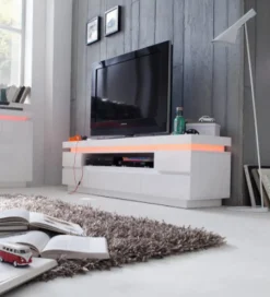 Stolik pod TV OCEAN 175 cm biały z oświetleniem