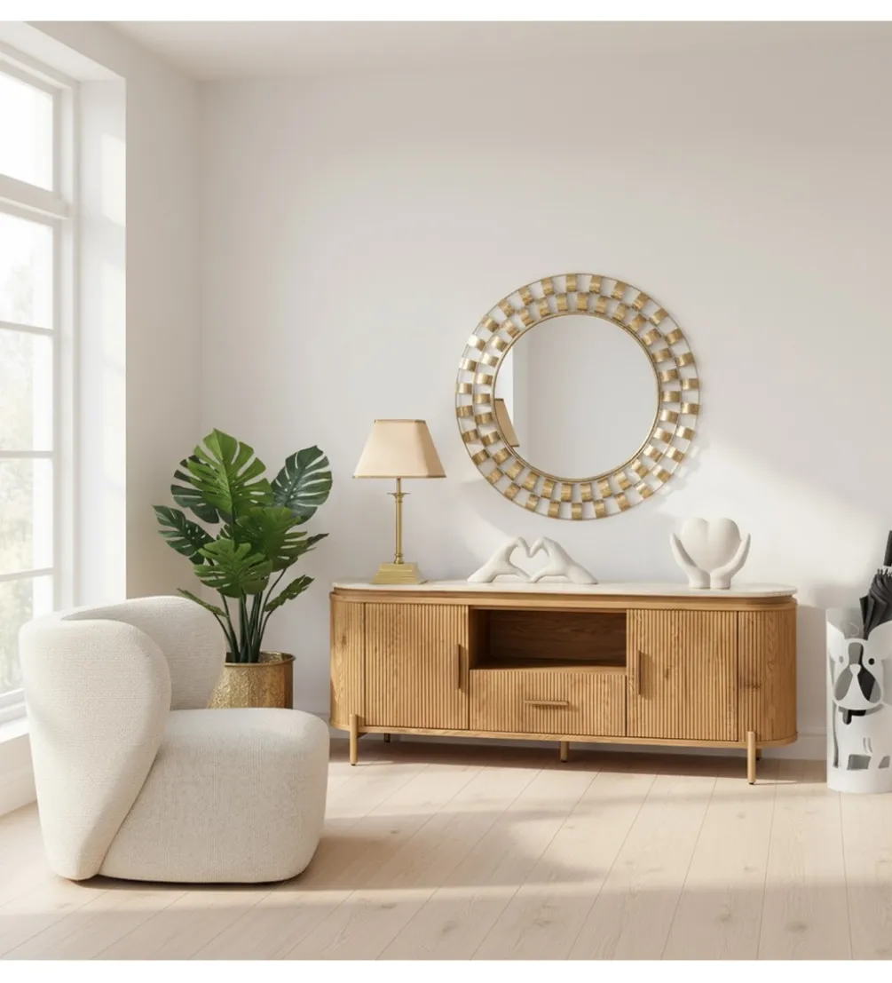 Stolik pod TV PAPATU 160 cm kolor dębu efekt marmuru