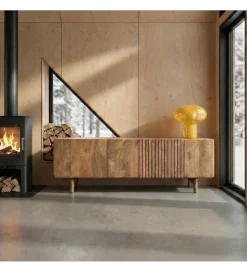 Stolik pod TV PERSOTON 160 cm drewno mango