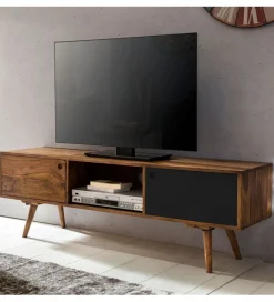 Stolik pod TV REPA 140 cm drewno sheesham czarny