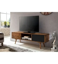 Stolik pod TV REPA 140 cm drewno sheesham czarny