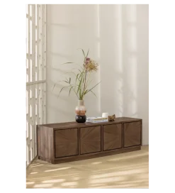 Stolik pod TV SUN 150 cm drewno teak brązowy