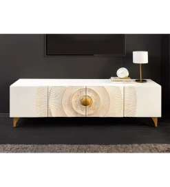 Stolik pod TV SWEET GOLDEN SUNSET 180 cm drewno mango biała