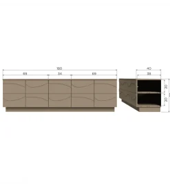 Stolik pod TV TEO 180 cm drewno sosnowe mud