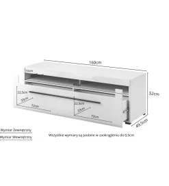 Stolik pod TV TULSA 160 cm w optyce dąb Grandson