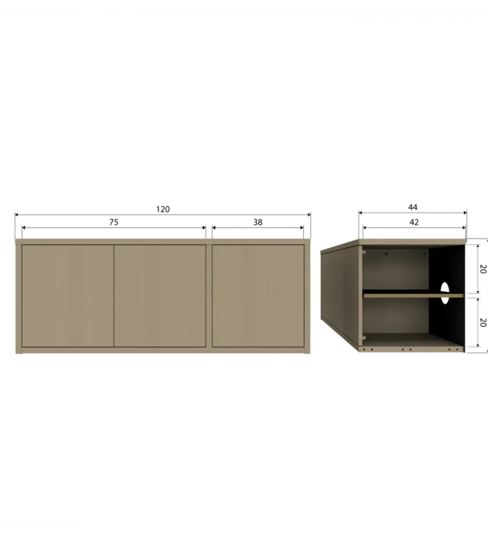 Stolik pod TV TURNER 120 cm drewno sosny mud