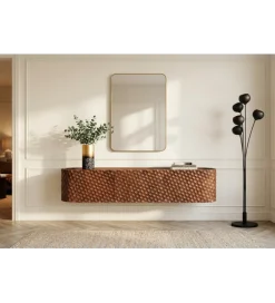 Stolik pod TV wiszący ADLON 160 cm drewno mango wzór 3D