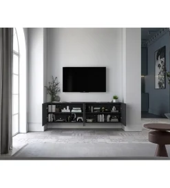 Stolik pod TV wiszący ELPIS 150 cm czarny