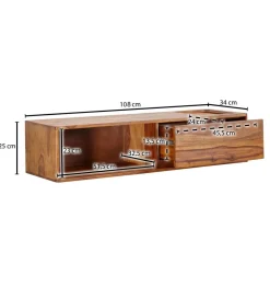 Stolik pod Tv wiszący INDIOS II 108 cm drewno sheesham