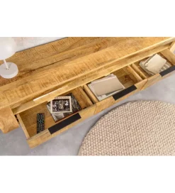 Stolik pod TV wiszący IRON CRAFT 160 cm drewno mango