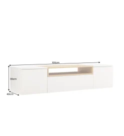 Stolik pod TV wiszący LOFT 160 cm biało naturalna