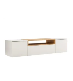 Stolik pod TV wiszący LOFT 160 cm biało naturalna