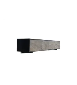 Stolik pod TV wiszący MOUNTAIN SOUL 200 cm drewno akacja czarny