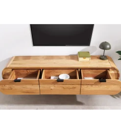Stolik pod TV wiszący ORGANIC 160 cm drewno akacja