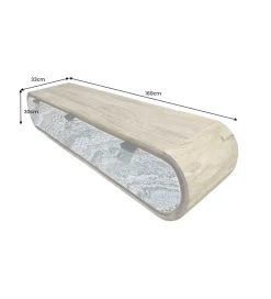 Stolik pod TV wiszący ORGANIC 160 cm drewno akacja kolor kamienia