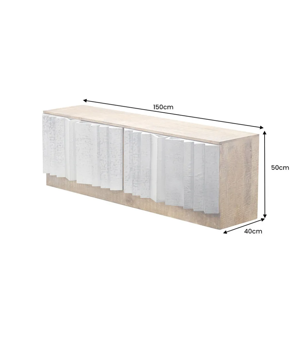 Stolik pod TV ZALVERO 150 cm drewno mango srebrny front