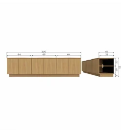 Stolik pod TV ZUMA 200 cm drewno dębu naturalna
