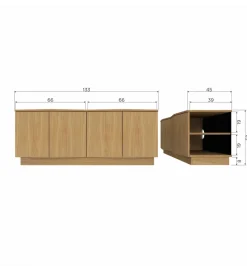 Stolik pod TV ZUMA 133 cm drewno dębu naturalna