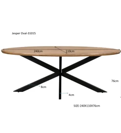 Stół owalny JESPER 240 cm drewno mango