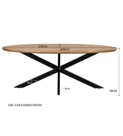 Stół owalny JESPER 210 cm drewno mango
