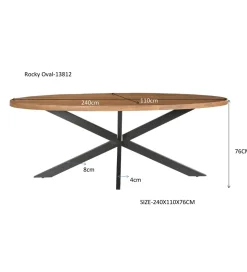 Stół owalny ROCKY 240 cm drewno mango
