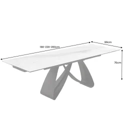Stół rozkładany AMININ 180 cm - 260 cm ceramika w optyce białego marmuru