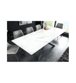 Stół rozkładany ARKANSAS 160 cm - 200 cm ceramika w optyce białego marmuru