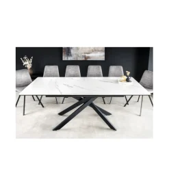 Stół rozkładany ARKANSAS 160 cm - 200 cm ceramika w optyce białego marmuru