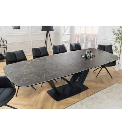 Stół rozkładany BLACKLIGHT 180 cm - 260 cm ceramika w optyce grafitowego marmuru