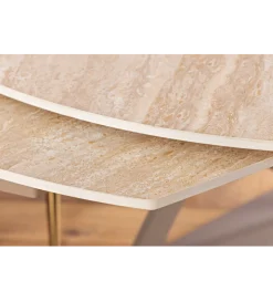 Stół rozkładany INCEPTION 130-190 cm ceramiczny blat z trawertynu beż