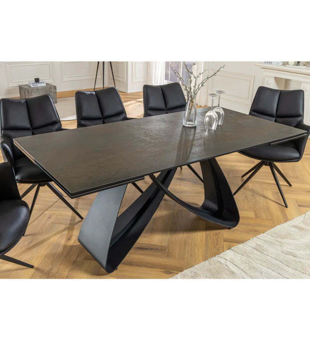 Stół rozkładany INFINITY 180 cm 220 cm 260 cm rdzawoczarny ceramika