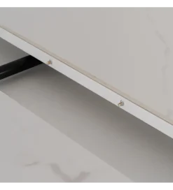 Stół rozkładany JAMEOX 120 cm czarny blat ceramika w optyce marmuru