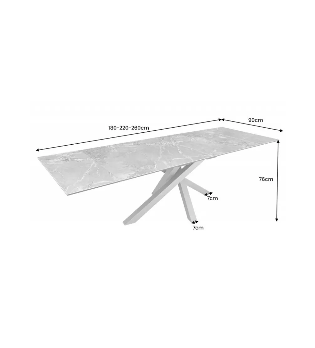 Stół Rozkładany MONTREAL Marvelous 180 Cm - 220 Cm - 260 Cm Ceramika W Optyce Marmuru