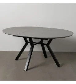 Stół rozkładany PATARASO 120 cm ceramika szara nogi czarne
